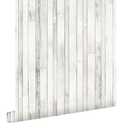 papier peint imitation bois vieux blanc - ESTAhome (1/5)