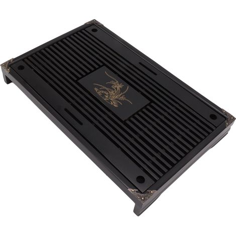 Plateau à thé Gongfu avec système de récupération et d'évacuation de l'eau, décoration intérieure, plateau de service pour bureau, noir (1/5)