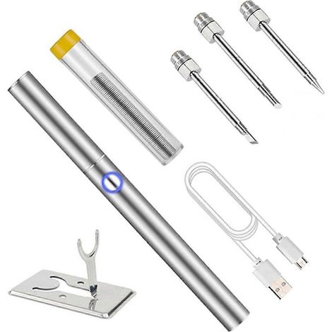 Outil de soudage à recharge sans fil, avec trois pointes de fer à souder, argent-- (1/5)