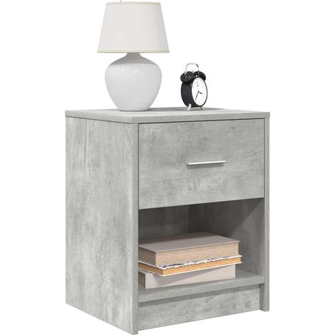 Mesitas de noche (2 unidades) con cajón, color gris hormigón, 40x34x50 cm