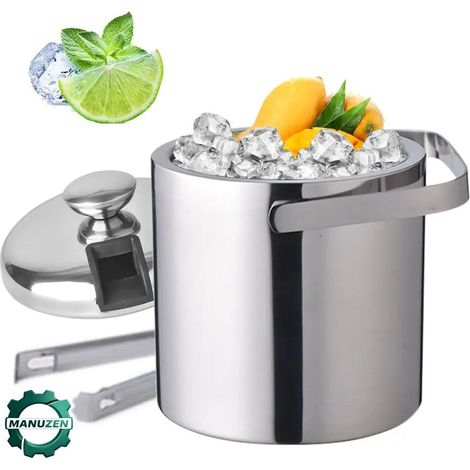 Manuzen - Seau À Glace Isolé Double Paroi 1,3 L Avec Pinces Et Couvercle (1/4)