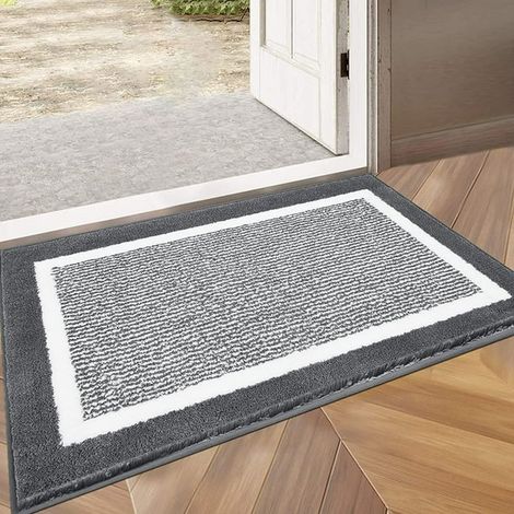 Fußmatte für den Innenbereich, 61 x 91 cm, maschinenwaschbar, saugfähig, flach, rutschfest, ideal für Eingangsbereich und Terrasse, dunkelgrau, 61 x 91 cm (1/5)