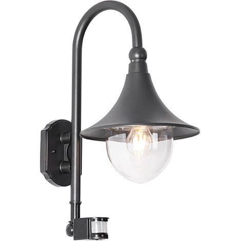 Outdoor Wall Light Black IP44 Incl. Motion Sensor - Daphne (1/4)