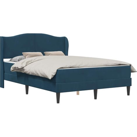 Bed Frame with Headboard Blue 160 x 200 cm Velvet vidaXL (1/5)