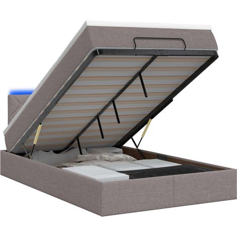 Letto Ottomano con Materasso e LED Tortora 120 x 190 cm Tessuto vidaXL (1/5)