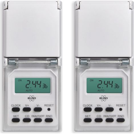 2er Set Digitale Wochenzeitschaltuhr für Außensteckdosen Garten Timer H 12cm