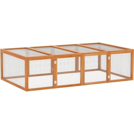 6ft Wooden Rabbit Hutch Cage with Wire Mesh, Openable Roof, Outdoor Play Space, Natural Wood Finish for Bunnies (1/5)