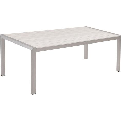 Mesa de comedor de metal blanco plateado 180 x 90 cm 6 personas Vernio