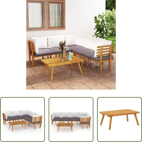 Holzsofa - 6-tlg. Garten-Lounge-Set mit Kissen Massivholz Akazie (1/5)