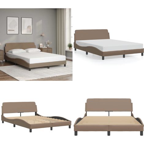 Bettgestell mit Kopfteil Cappuccino-Braun 140x200 cm Kunstleder - Bettsofa - Doppelbett - Boxspringbetten - Lattenrost - Holzrahmen - Home & Living