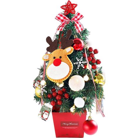 Kleiner Desktop-Weihnachtsbaum, Weihnachtsbaumzubehör, Lichterketten, Arbeitsplattendekoration. (1/2)