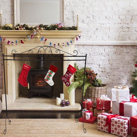 Porte-chaussettes de Noël pour cheminée, style 2, taille unique. (1/5)
