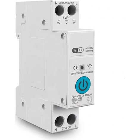 SomLife Interrupteur Disjoncteur Intelligent WiFi 16A Noir Compteur Énergie kWh Minuterie Compatible Tuya (1/3)
