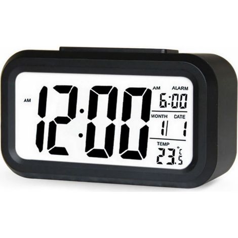 Sveglia digitale, orologio da parete digitale a LED, data e temperatura, formato 12 e 24 ore, sveglia 3D USB, orologio dimmerabile per camera da letto e ufficio, nero (1/5)