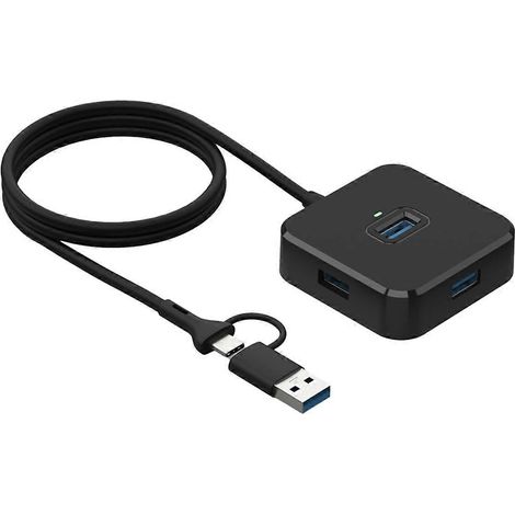 4-in-1 USB-Splitter-Hub, USB 3.0-Hub für Laptops, Multi-Interface-Dockingstation mit vier Erweiterungsanschlüssen für USB-Flash-Laufwerke und externe Festplatten. (1/5)