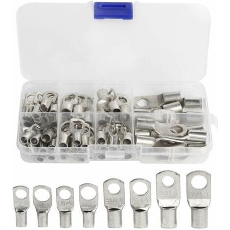 60 Pcs Cosses Électrique Trou boulon en Cuivre Étamé Connecteurs SC à sertir/souder pour câble de 6m㎡ 8m㎡ 10m㎡ 16m㎡ 25m㎡ (1/5)