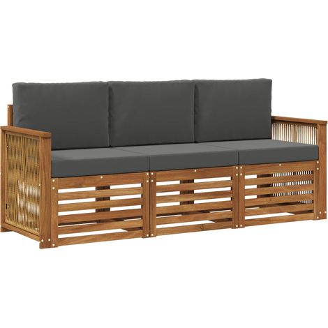 Set Divani da Giardino Divani con cuscino 3 pz Legno di Acacia Massello (1/5)