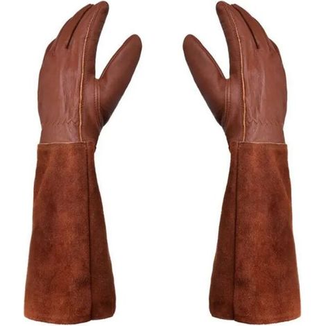 Unisex Gardening Gloves - Pair of Gardening Gloves - Leather Protection - Gardening Gloves for Thorns and Brambles and Work Gloves - Brown - Medium (1/4)