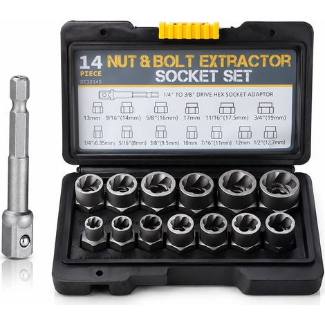 14pcs Douille Extracteur de Boulon 13 ecrou antivol + Adaptateur Hexagonal (1/5)