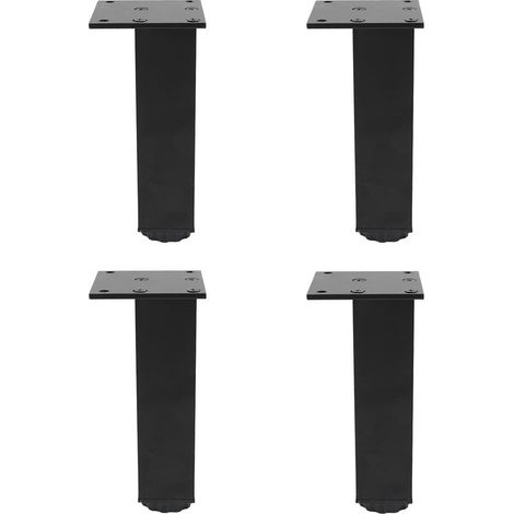 Pieds de meubles carrés, noirs, 6,86,815cm, 4 pieds réglables en alliage d'aluminium, pieds de canapé. (1/5)