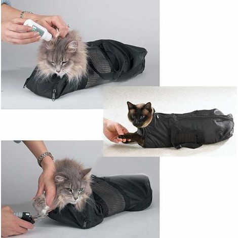 Sac de toilettage pour chat, sac de retenue pour chat durable et polyvalent pour garder les chats en sécurité pendant le toilettage et/ou le bain,,de (1/3)
