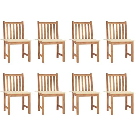 Lot de 8 Chaises de jardin - Chaises d'extérieur pour terrasse/jardin avec coussins Bois de teck massif BV291954 - BonneVie (1/5)
