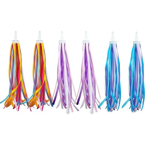 Cintas decorativas para manillar, 3 pares, Cintas para puños, 24 cm, Flecos de princesa, Puños con borlas para bicicletas y patinetes, color (1/5)