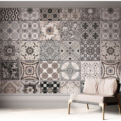 Papier peint adhésif décoratif avec colle pour salon chambre et bureau Installation rapide Motifs de carrelage 312x219 cm (1/5)