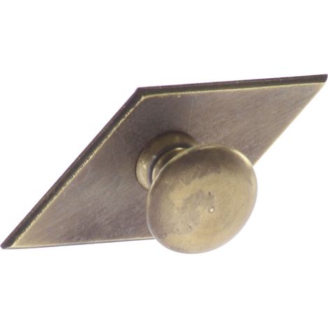 Bouton de meuble à carreaux Ø 25 mm – Bouton pour armoire avec plaque 68 x 35 mm – Poignée rustique pour meubles, laiton patiné
