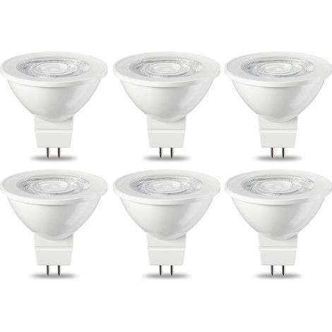 Paquete de 6 bombillas LED GU5.3 MR16 de 5W, luz blanca cálida, no regulables, 220V [Clase energética G] (1/5)
