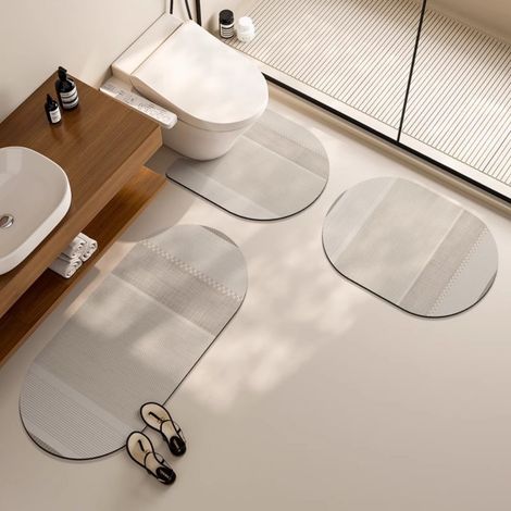 LAN Tapis de lavabo monobloc Qizhi 4080 cm Ensemble de tapis de toilette (ensemble de trois pièces), tapis d'entrée de salle de bain, tapis en terre de diatomées, tapis absorbant et antidérapant pour (1/5)