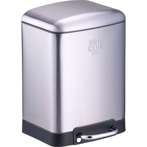 DIRT DEVIL Poubelle à pédale, 6 L, Soft Close, acier inoxydable, argent (1/5)