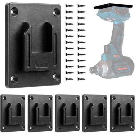 Set di 6 supporti da parete per utensili Dewalt 12-20V/Milwaukee 14.4-18V - Supporto per trapano elettrico - Rastrelliera da officina - Porta attrezzi (nero)