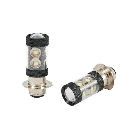 Lampadine a LED H6M per fari anteriori – 100W, luce bianca 6000K, angolo del fascio luminoso 360°, in alluminio con dissipatore di calore – Confezione da 2
