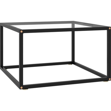 Table basse Noir avec verre trempé 60x60x35 (1/5)