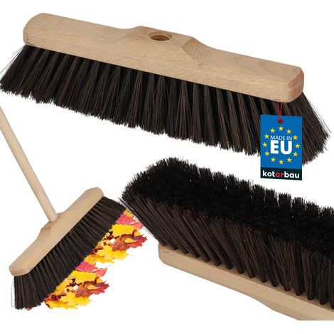 KOTARBAU® Balai Brosse - sans Manche - 30 cm - Marron - Balai Cantonnier - Brosse pour Terrasse Poils Durs - Bois de Hêtre & Nylon - Brun Noir Naturel (1/5)