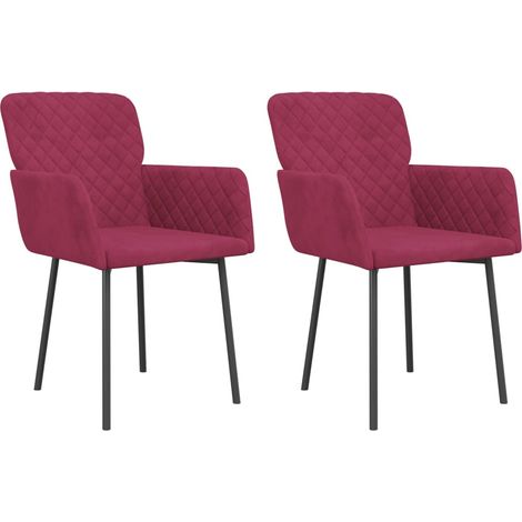 vidaXL Sedie da Pranzo 2 pz Rosso Vino in Velluto (1/5)