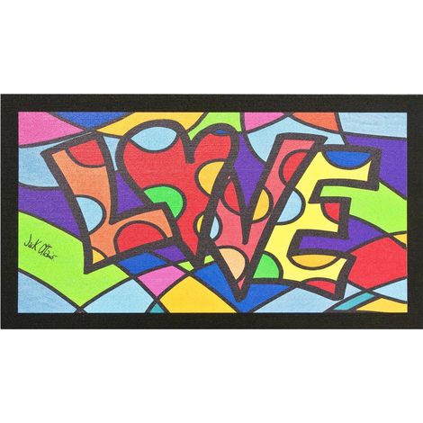 Paillasson d'Entrée en Gomme 40X70cm Interne Externe Antidérapant Pop Art Jack Ottanio - I Love The Love (F)