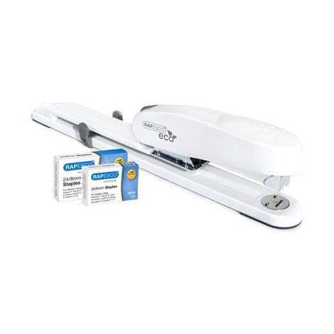 RAPESCO 1480 790 ECO AGRAFEUSE LONG BRAS À GRANDE CAPACITÉ/RECHARGEMENT FRONTAL BOÎTE DE 1000 AGRAFES 26/6-24/8 MM NOIR