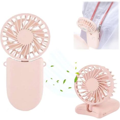 3-in-1 tragbarer Nackenventilator, Mini-Hand- oder Tischventilator, wiederaufladbar, mit 3 einstellbaren Geschwindigkeiten und langer Akkulaufzeit. (1/4)