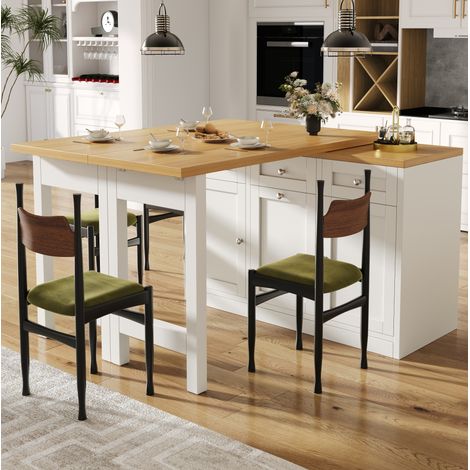 Mesa extensible con almacenaje para cocina blanca hogar OKMYHOME (1/5)