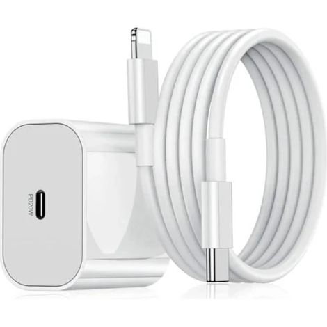 Lot de 3 câbles de charge Lightning vers USB-C de 2 m - Charge et synchronisation rapides et durables, blanc (1/2)
