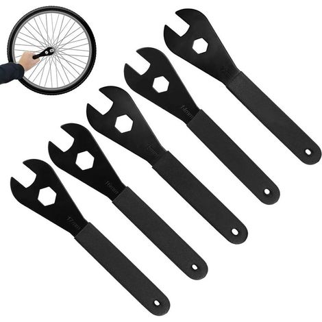 Jeu de clés coniques pour moyeu de vélo, tailles de clés coniques : 13/14/15/16/17 mm, jeu de clés coniques, clé conique spécifique au vélo. (1/4)