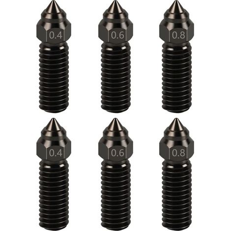 3D printer extrudeuse Hot end buse Kit - comprend 2 buses en acier trempé de 0,4 mm + 2 de 0,6 mm + 2 de 0,8 mm pour creality K1 / K1 max/Ender 3 V3 ke (1/5)
