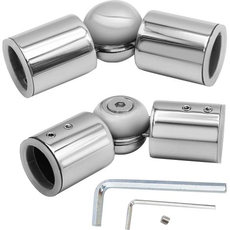 Lot de 2 connecteurs coudés à charnière en acier inoxydable de 25 mm pour tringle à rideaux de fenêtre de 90 degrés à 180 degrés (1/5)