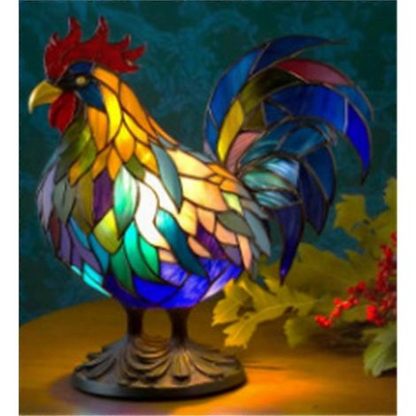 Designer-Tischleuchte in Tierform, Nachtlicht aus Kunstharz in Buntglasoptik für Büro oder Schlafzimmer, elegante dekorative Beleuchtung (1/5)