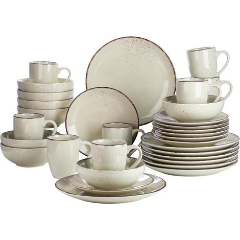 Tafelservice 32 teilig 8 Personen Steingut 32-teiliges Set Beige (1/5)