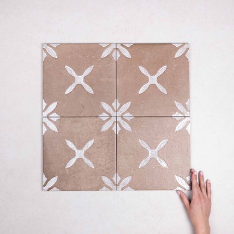 Carrelage Effet Terre Cuite PANGEA 22.3x22.3 cm Flower Chocolate Pangea (1/3)