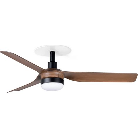 Faro Mini Ventilateur de plafond encastré Mini Punt 90 cm à LED, noir mat, pales en érable, température de couleur CCT (1/2)