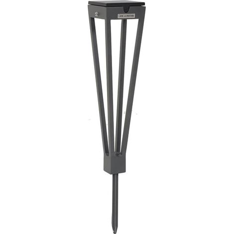 Torche solaire extérieure à planter Tinka en Aluminium Gris avec pic intégré H.52 cm